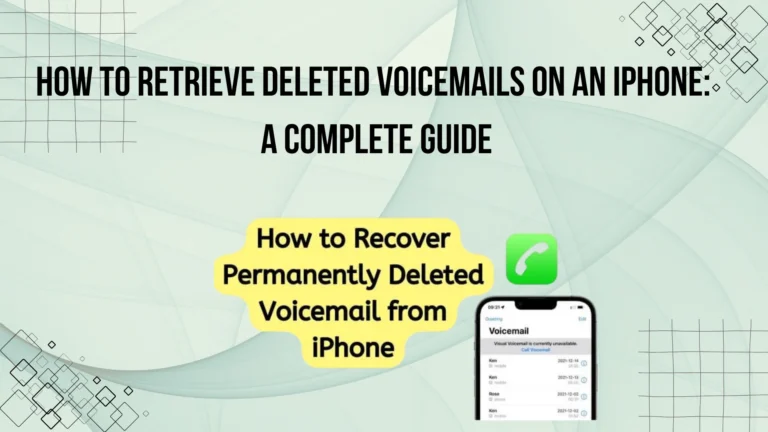 Illustration of an iPhone voicemail screen showing deleted and recovered messages.